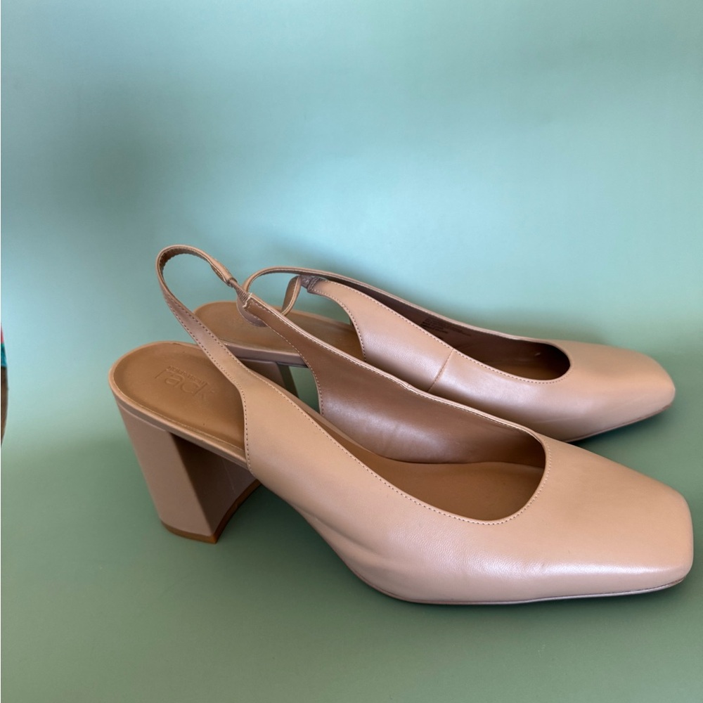 Slingback Block Heels in Cream